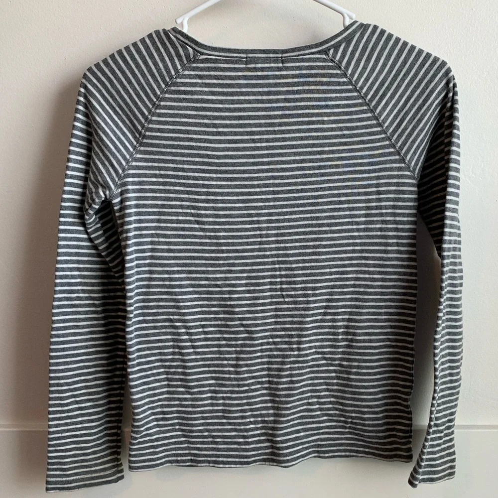Gap Kids Gray and White Striped Long Sleeve Sweater